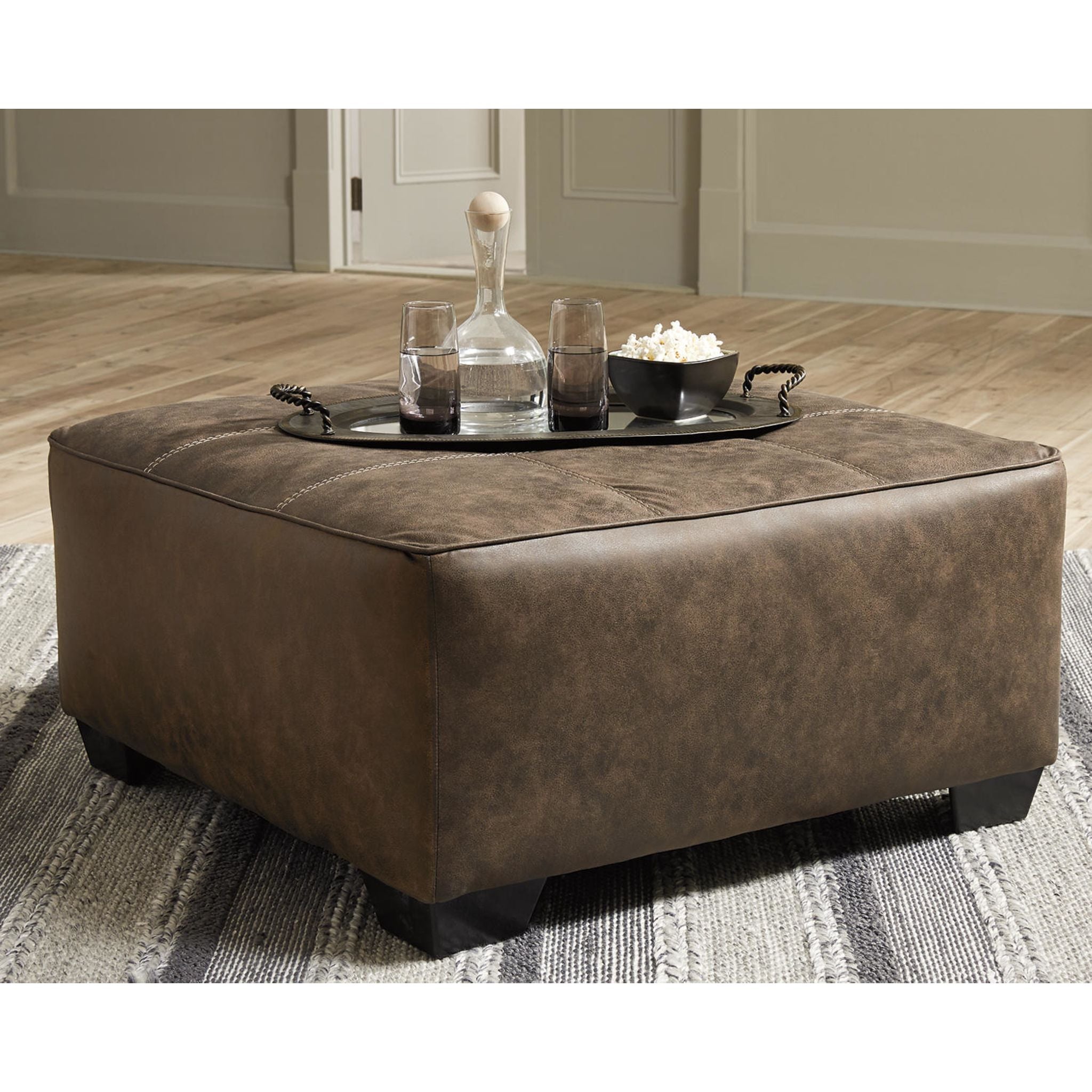Luxury Abalone Oversized Accent Ottoman in Rich Chocolate Brown - Perfect for Living Room, Bedroom & Home Decor