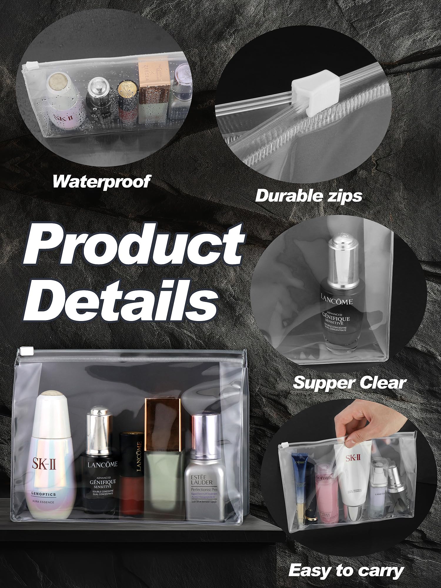 50-Pack Mini Clear PVC Makeup Bags - Waterproof Cosmetic Organizer Pouches with Zippers - Small Travel Toiletry Bags for Makeup, Jewelry & Accessories - Perfect for Travel, Gym, Daily Cosmetics Storage