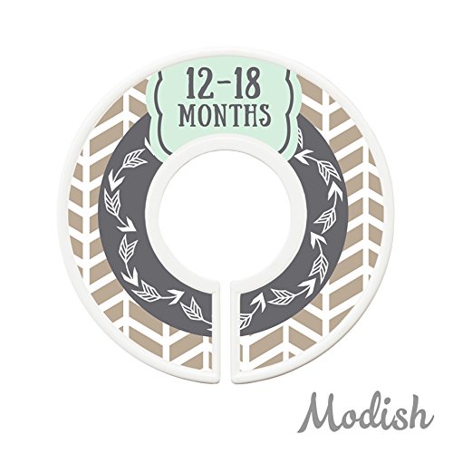 Baby Closet Organizers & Size Dividers - Woodland Arrows Nordic Boho Style Neutral Nursery Clothes Organizer for Boys & Girls (Tan, Mint) - Perfect for Nursery Organization & Baby Wardrobe Storage