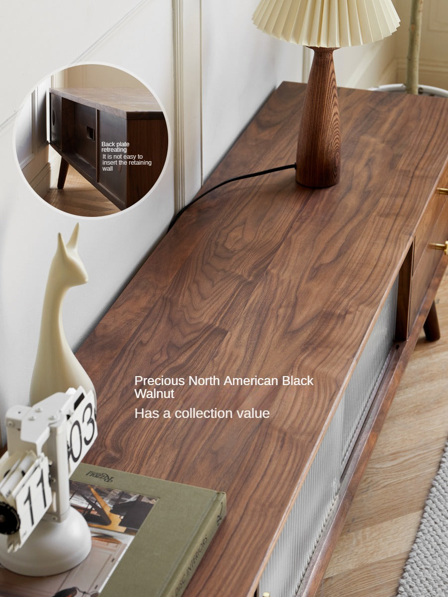 Premium Black Walnut Solid Wood TV Stand - Modern Entertainment Center for Living Room, Bedroom & Home Theater
