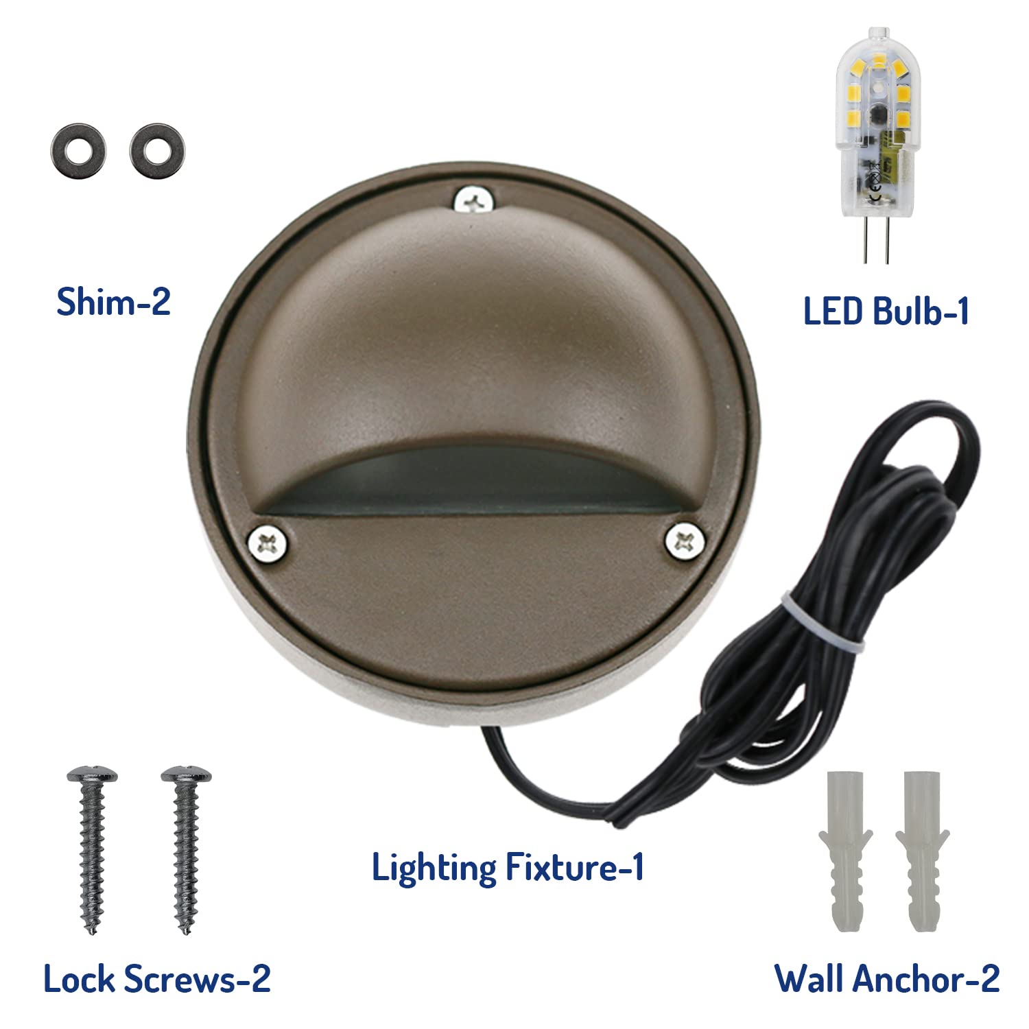 2W LED Deck Lights - Low Voltage Outdoor Landscape Lighting with Replaceable G4 Bulbs (3000K Warm White, Aluminum Housing, Bronze) - Pack of 10 for Stairs, Pathways, Walkways, Decks & Garden Lighting