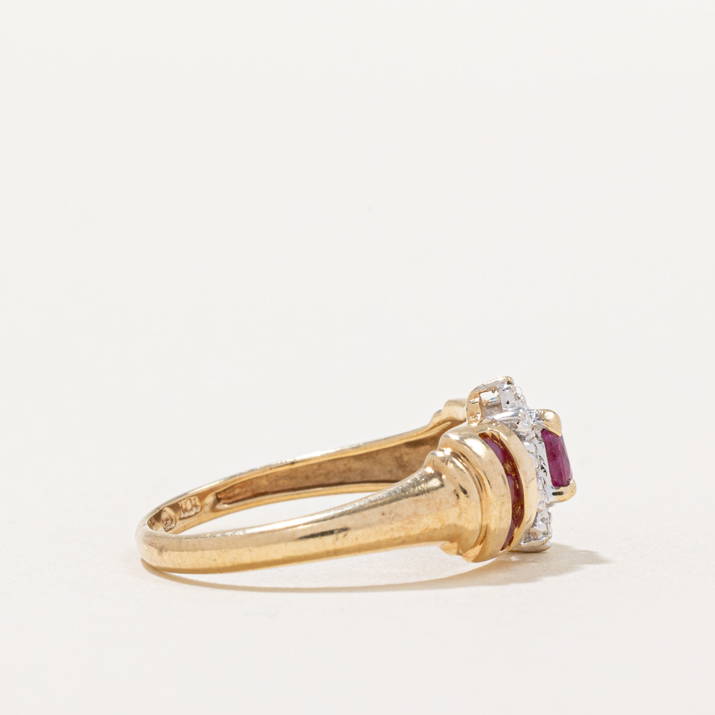 Exquisite Ruby & Diamond Cocktail Ring - 0.35ctw Ruby & 0.02ctw Diamond - Size 6.75 - Elegant Evening Party Jewelry for Women