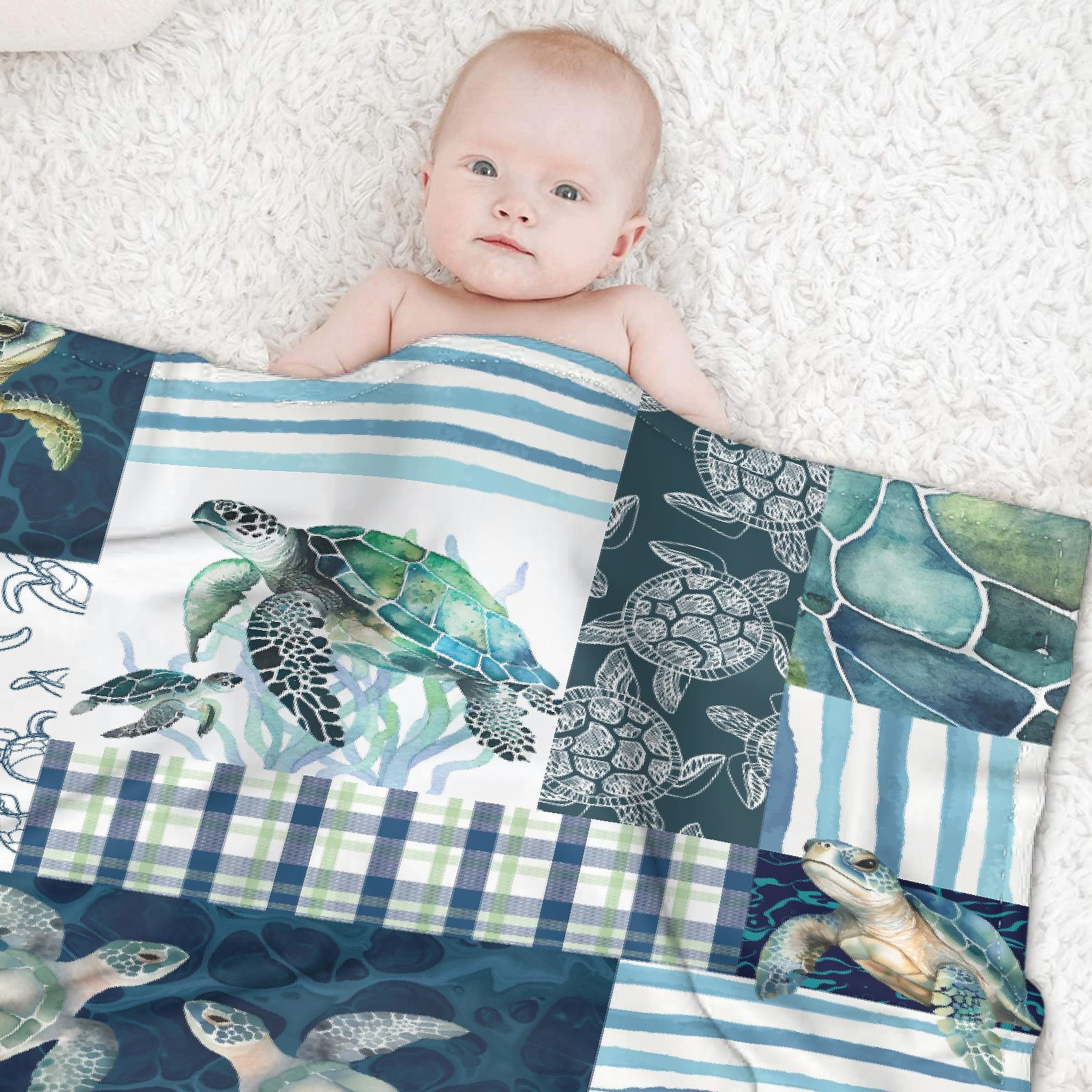 Premium Sea Turtles Fleece Blanket - Ultra Soft Lightweight Flannel Throw for Bed, Couch & Travel - 90