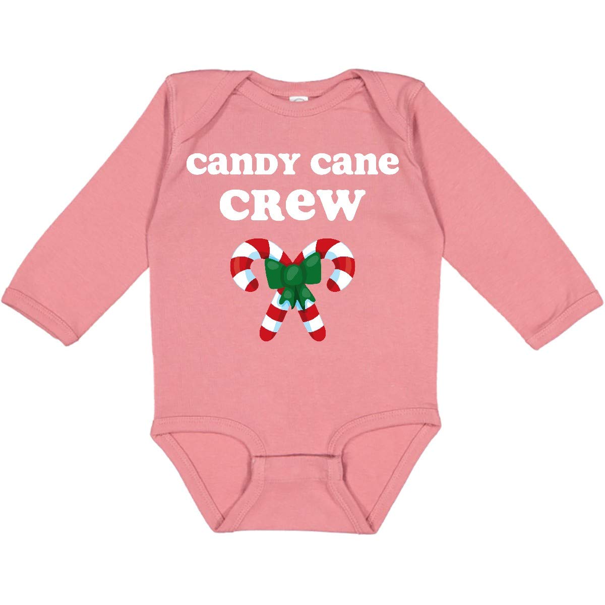 Inktastic Candy Cane Crew Long Sleeve Baby Bodysuit - Festive Holiday Outfit for Christmas Photos & Family Gatherings