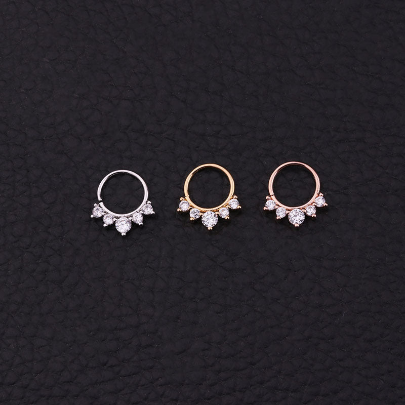 18K Rose Gold Indian Nose Ring Hoop Septum Clicker Jewelry - ER8510 | Elegant Body Piercing for Women, Perfect for Parties, Weddings & Festivals