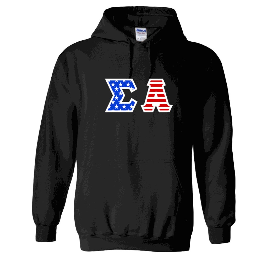 Sigma Alpha Greek Letter American Flag Hoodie - Comfortable College Fraternity & Sorority Sweatshirt for Greek Life, Campus Events, and Game Day Spirit