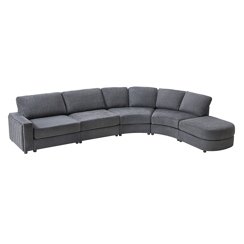 Aeris Modern Curved Sectional Sofa Set - L-Shaped Couch with Ottoman for Living Room, Lounge & Entertainment Spaces | Contemporary Fabric Upholstery, Comfortable Seating for Family & Guests