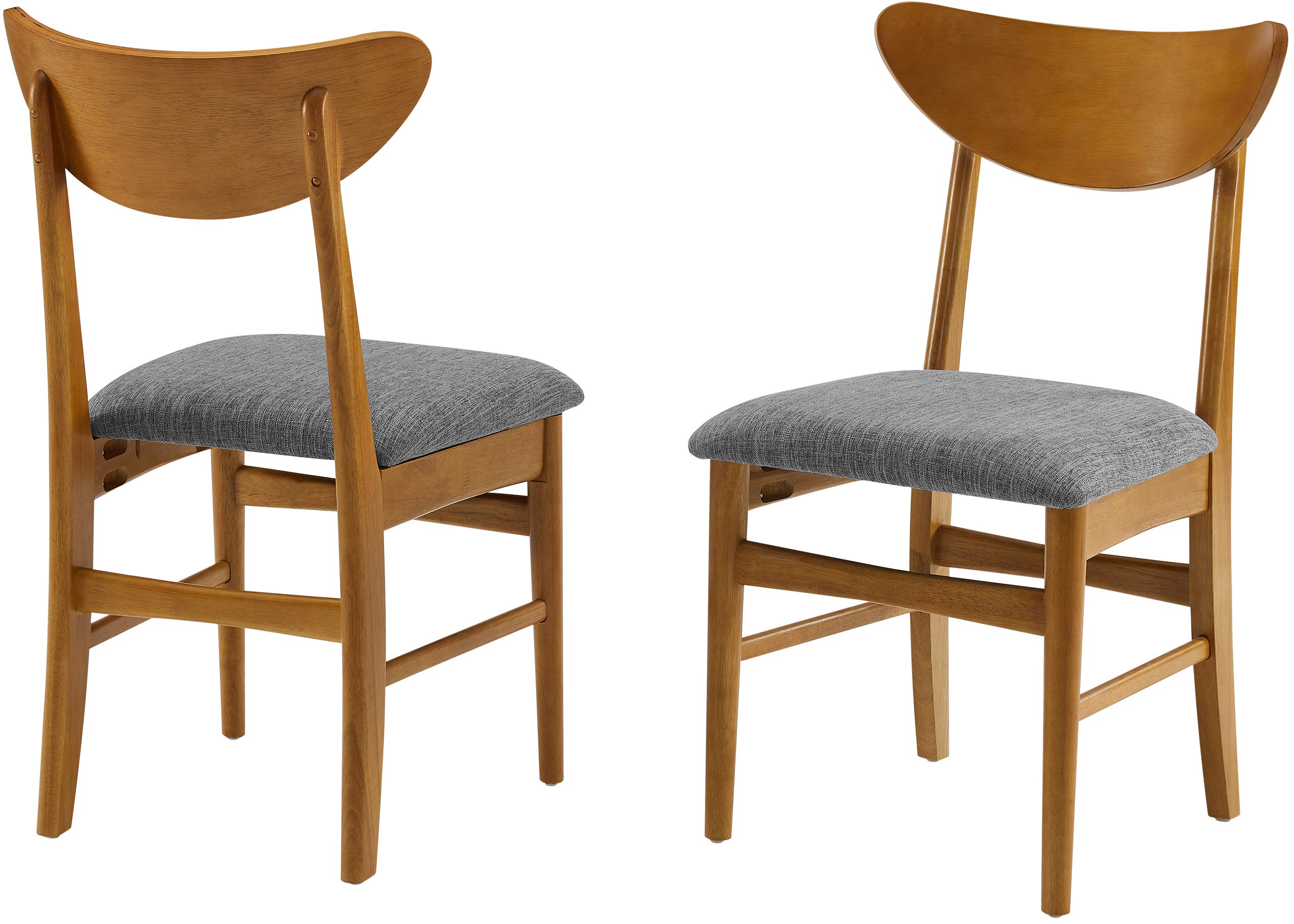 Crosley Furniture Landon Mid Century Modern Wood Dining Chairs with Upholstered Seat - Set of 2 in Acorn Finish - Perfect for Dining Room, Kitchen, and Home Office Decor