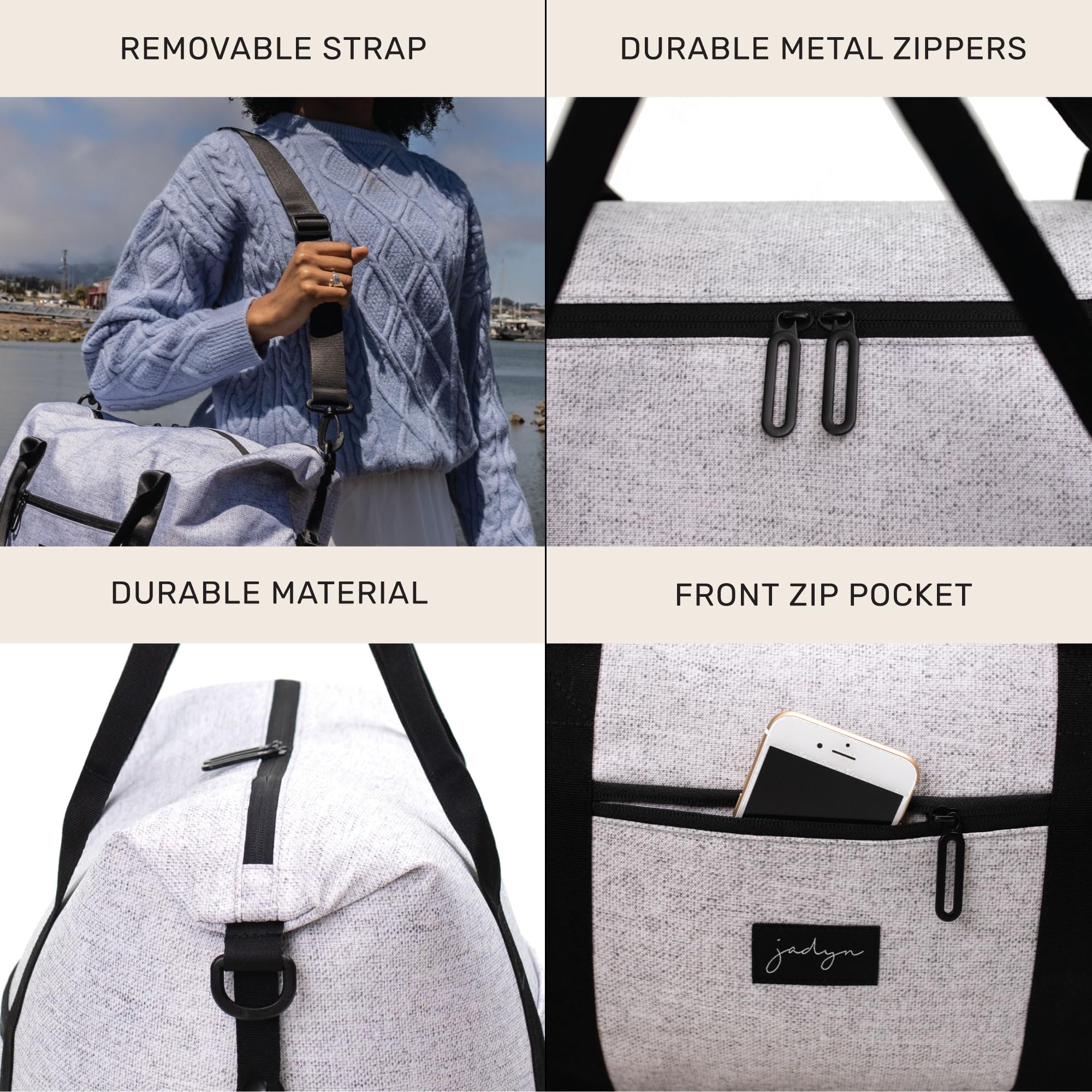 Jadyn Lola Travel Duffle Bag - Stylish Weekender Overnight Bag for Women & Men, Spacious Gym Tote with Multiple Pockets - Perfect for Weekend Getaways, Gym Workouts & Business Trips