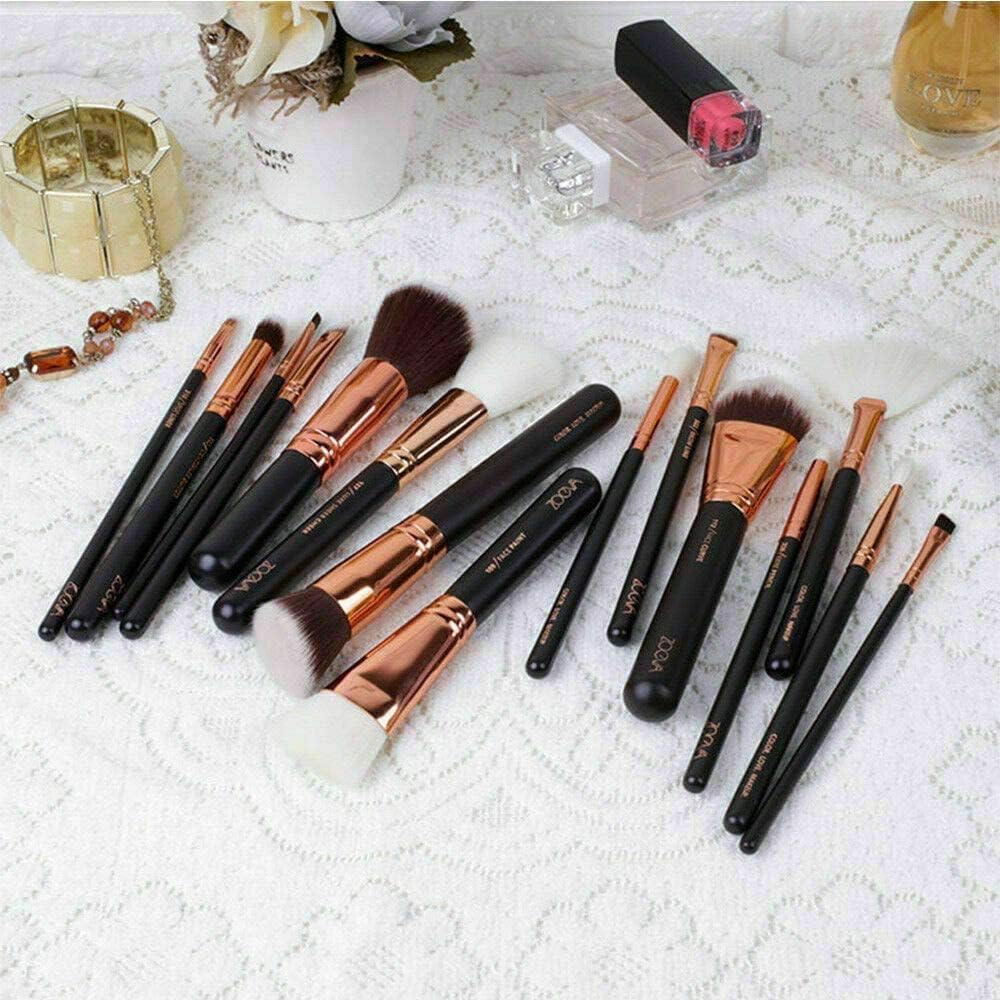 ZOEVA Professional Complete Makeup Brush Set with Pouch - 15 Piece Face & Eye Brush Kit for Flawless Makeup Application | Perfect for Makeup Artists & Beauty Enthusiasts