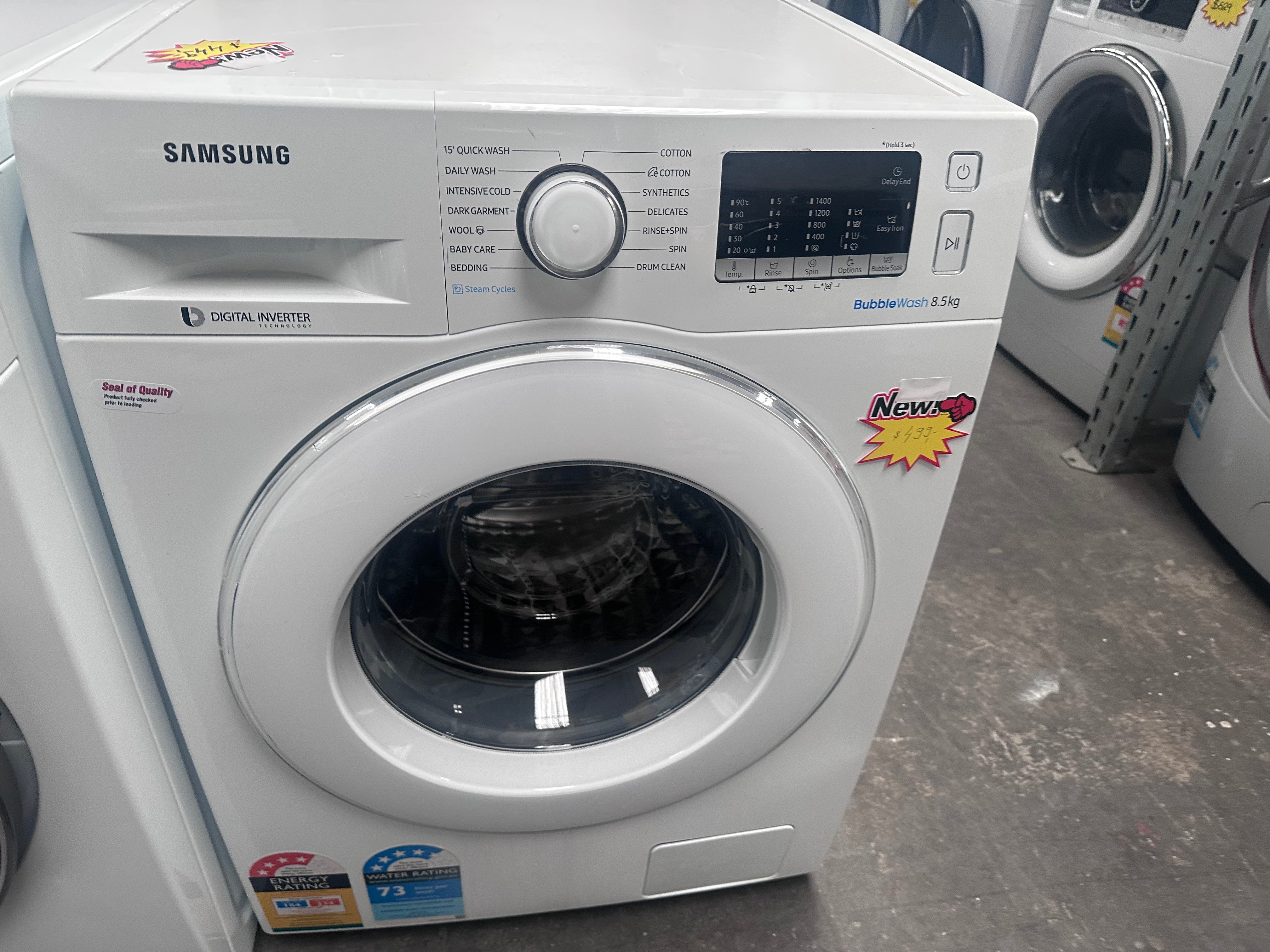 Refurbished Samsung 8.5kg BubbleWash Front Load Washing Machine - Energy Efficient, Quiet Operation for Apartments & Small Homes
