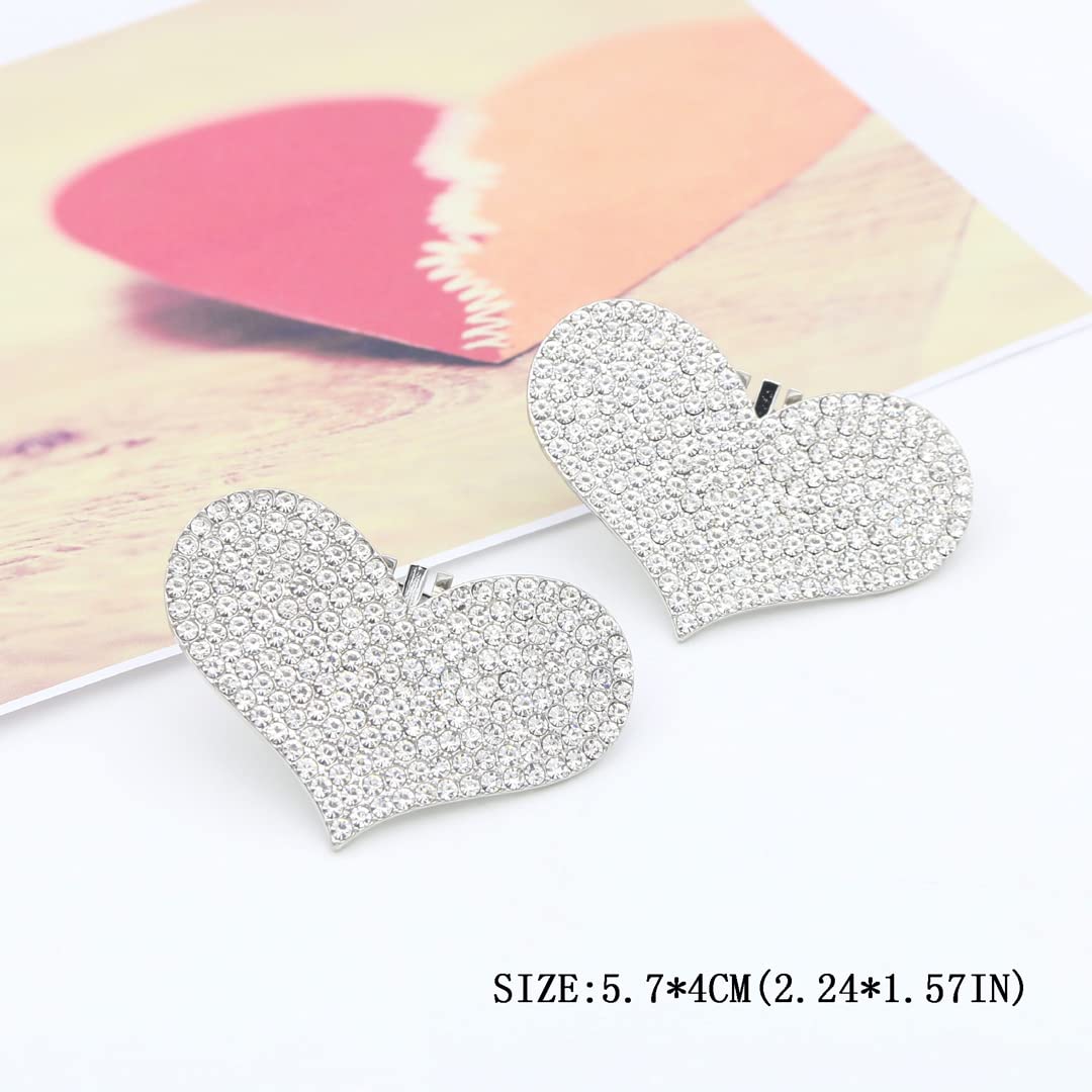 2 Pcs Detachable Rhinestone Heart Shoe Clips - Elegant Metal Shoe Buckles for Wedding, High Heels, Pumps, Flats & Sandals - Perfect Bridal Shoe Accessories for Weddings, Prom & Special Occasions