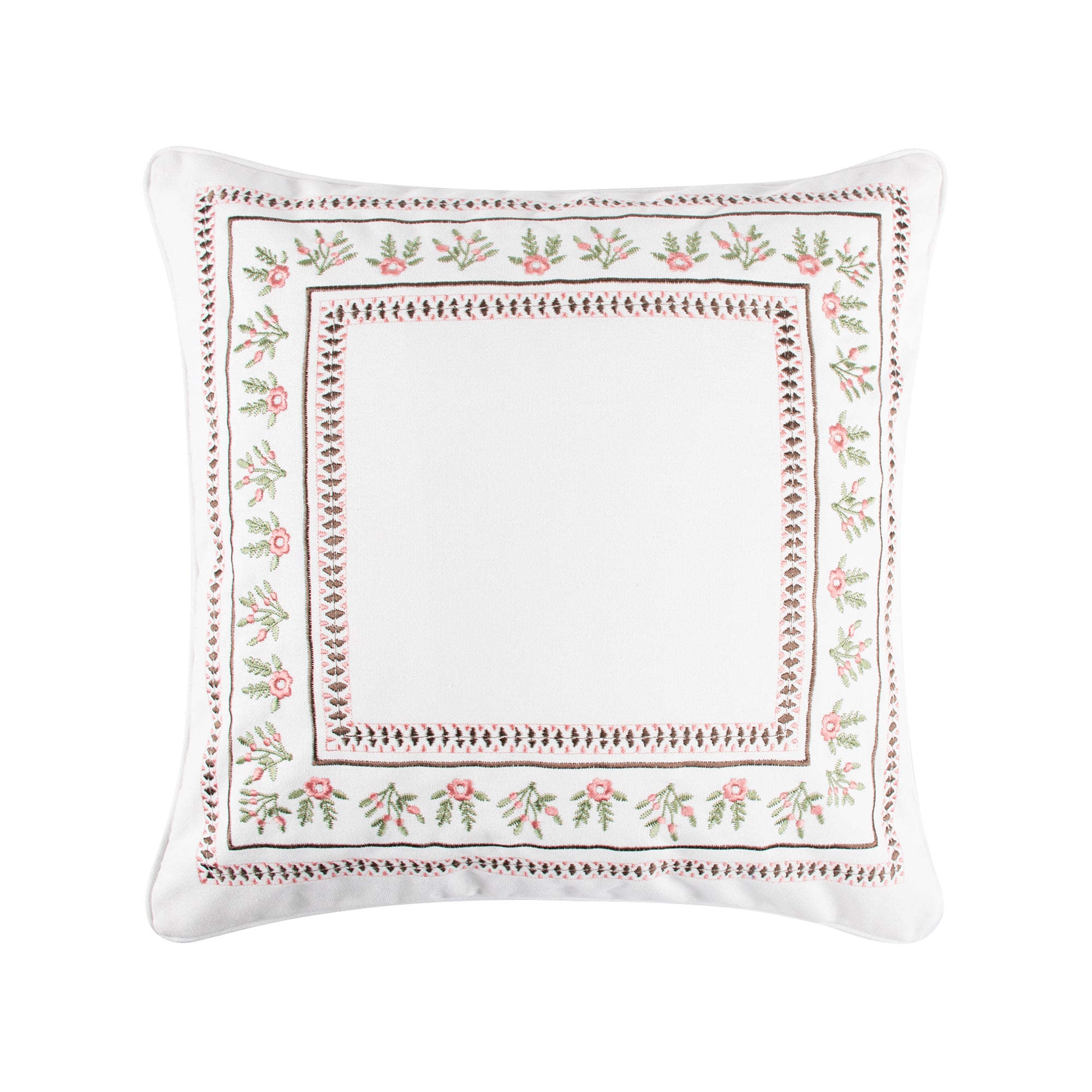 Maileen Dusty Rose Embroidered Throw Pillow Cover - Boho Home Decor for Living Room, Bedroom, Sofa & Couch