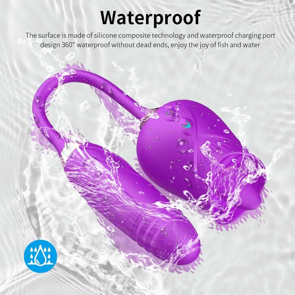 3 in 1 Rose Toy for Adults - Purple Vibrating, Thrusting & Tongue Licking Pleasure Device with Easy Operation | YR3+6 * 7 | Perfect for Couples Play, Solo Exploration & Sensual Massage