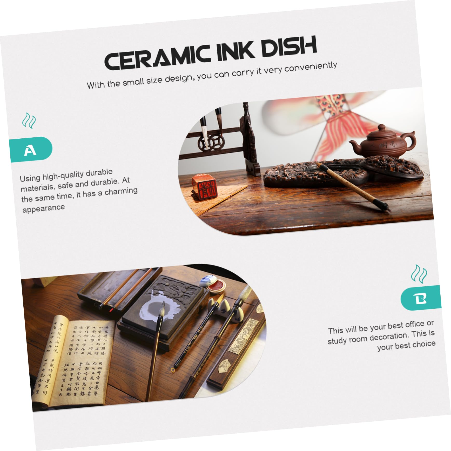 8 Pcs Ceramic Ink Dish Set - Brush Wash Tray for Chinese Calligraphy & Painting