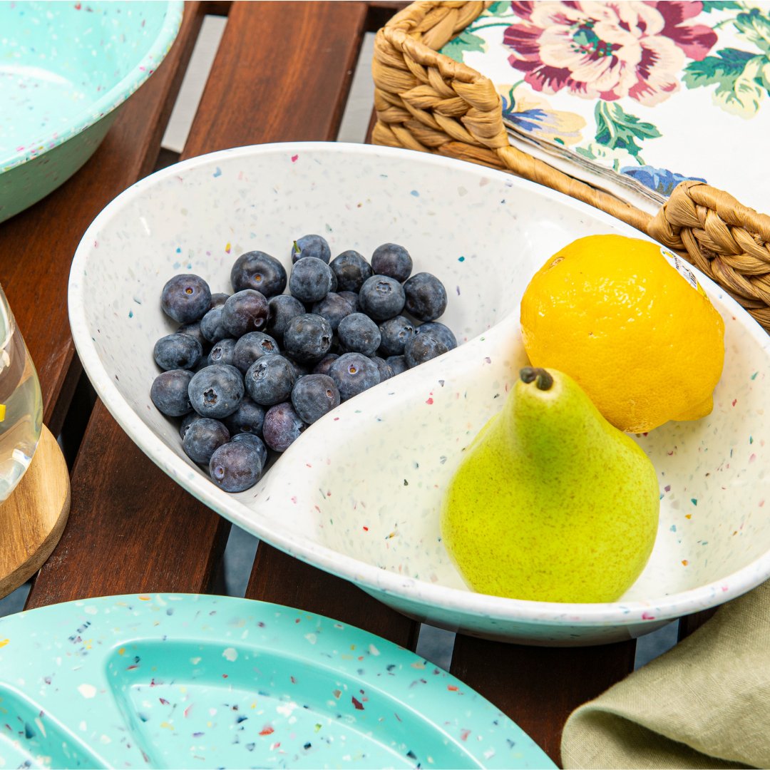 2PC White Confetti Divided Serving Dish - Perfect for Parties, Weddings & Dessert Displays