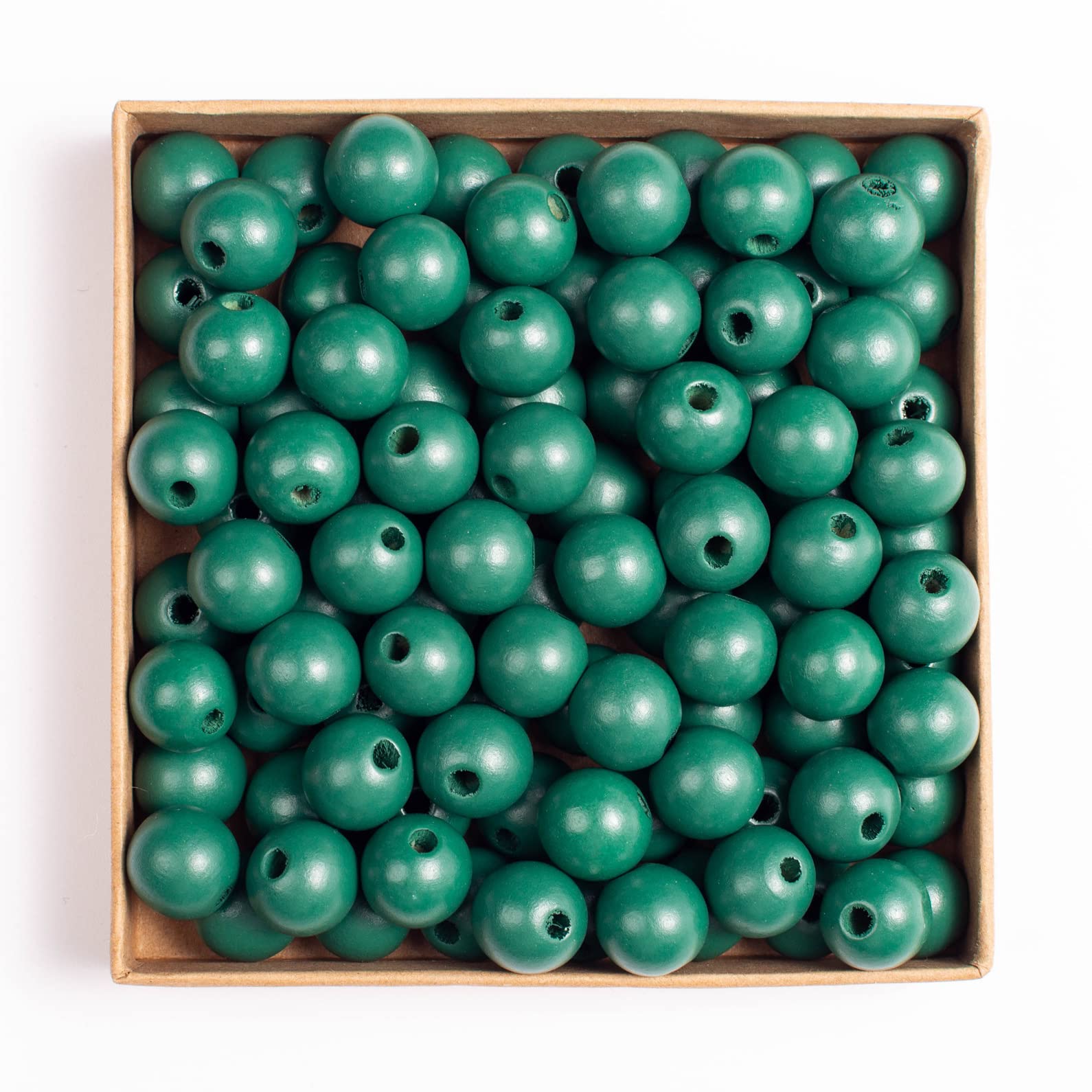 100 Pieces 16mm Dark Green Wood Beads for Jewelry Making, DIY Crafts & Home Decor - Natural Polished Round Wooden Spacer Beads for Farmhouse Style, Necklaces, Bracelets & Scrapbooking Projects