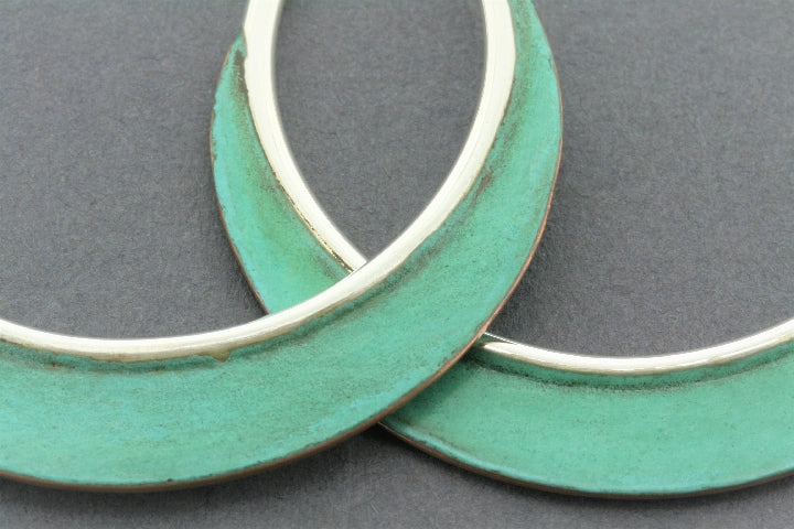 Vintage Large Hoop Earrings in Silver & Copper with Patina Finish - Perfect for Boho, Hippie, and Festival Fashion Outfits