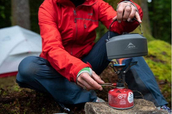 MSR Pika Teapot 1L - Lightweight Camping Tea Kettle for Backpacking, Hiking & Outdoor Adventures - Durable Stainless Steel with Heat-Resistant Handle - Perfect for Boiling Water on Stoves or Campfires