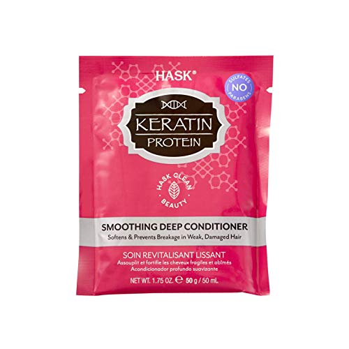 Hask Keratin Protein Smoothing Deep Conditioner 50ml - Gluten, Sulfate & Paraben Free Hair Treatment for All Hair Types | Hydrates & Repairs Dry, Damaged Hair at Home or Salon