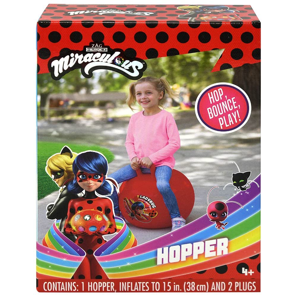 Superhero Ladybug Red Hopper Ball Toy - 15 Inch Bouncy Ball with Handle for Kids | Exercise, Play & Seating | Fun Balance Ball Chair for Indoor & Outdoor Activities | Perfect Birthday Gift for Miraculous Ladybug Fans