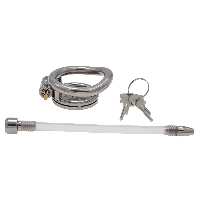 Premium Stainless Steel Chastity Cage with Urethral Catheter - Male Chastity Device, Beginner-Friendly Penis Cage, SM Bondage Ring for Couples - Perfect for BDSM Play & Long-Term Wear