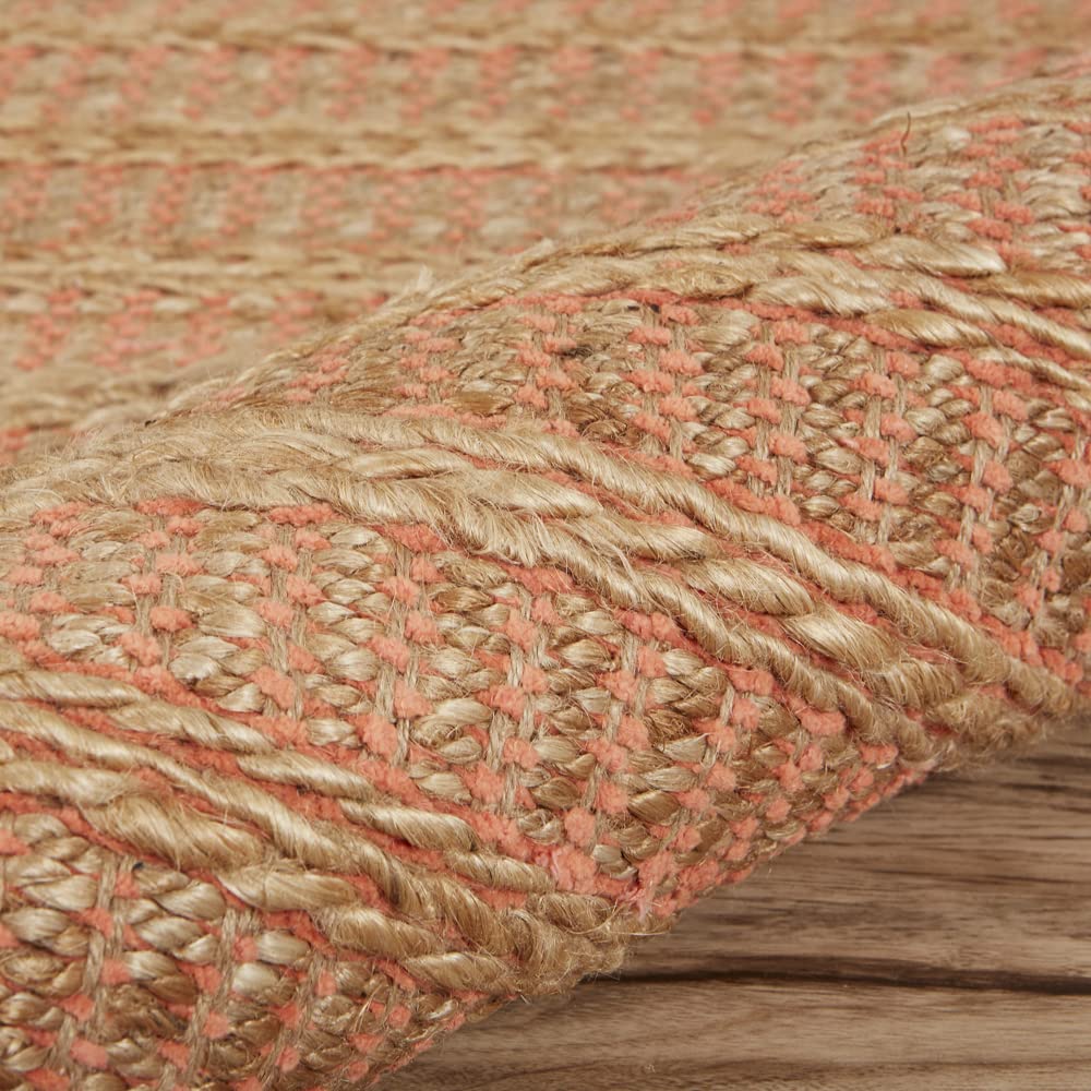 LR Home Ox Bay Quinn Interwoven Fuchsia Natural Area Rug - Soft & Durable Handwoven Rug for Living Room, Bedroom, or Office Decor