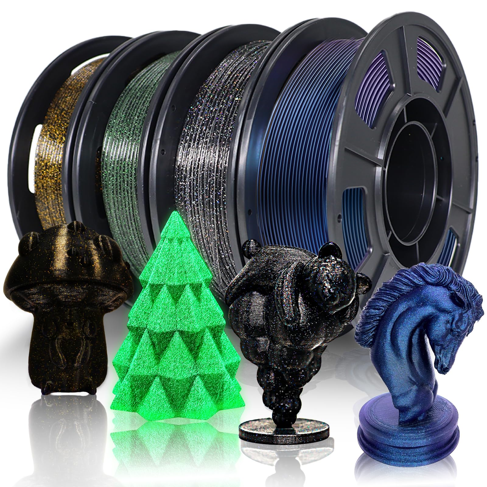 YOUSU 3D Printer Filament PLA 1.75mm - 4 Pack Multicolor Sample (250g Each) for 3D Printing, DIY Crafts & Prototyping - High-Quality PLA Filament for Beginners & Professionals