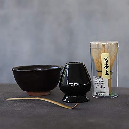 Premium 4-Piece Matcha Tea Set - Traditional Ceramic Matcha Bowl, Bamboo Whisk, Scoop & Holder - Japanese Tea Ceremony Gifts for Home, Kitchen & Tea Table Decor
