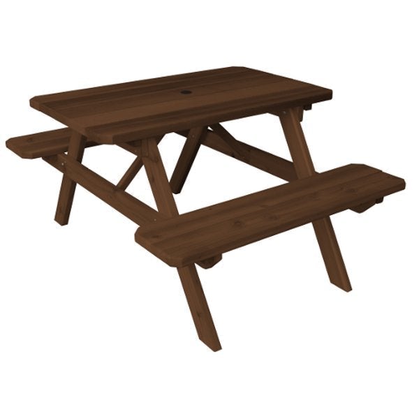 Premium Western Red Cedar Picnic Table with Attached Benches - Outdoor Dining Set for Patio, Garden & Backyard - Weather-Resistant & Durable