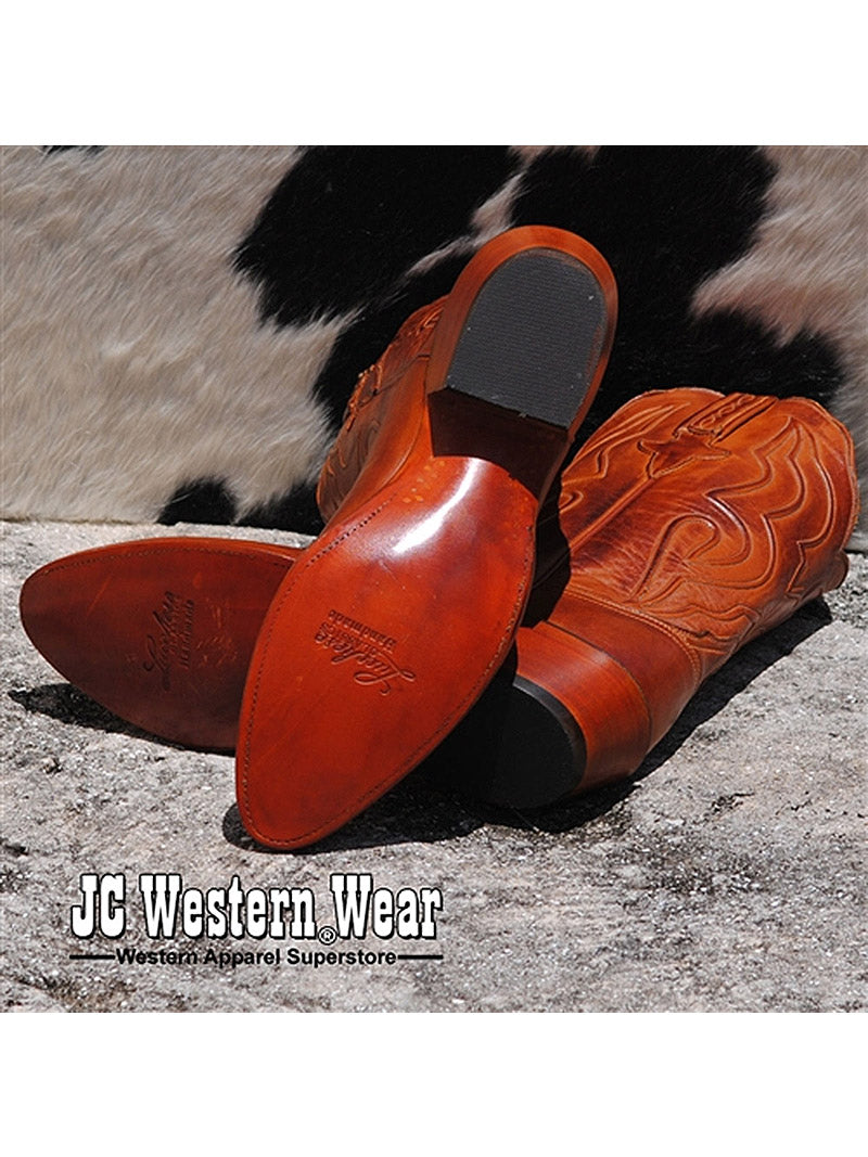 Lucchese GA9303.24 Men's Classic Ranch Hand Leather Boots in Cognac Burnished - Durable Western Boots for Cowboy, Rodeo & Everyday Wear