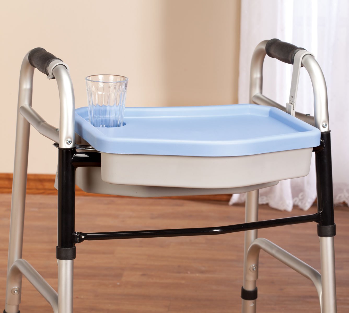 Foldable Walker Storage Caddy and Tray - Lightweight Organizer for Seniors & Mobility Aid Users - Perfect for Walker Accessories, Walking Canes, and Daily Essentials at Home or Outdoors
