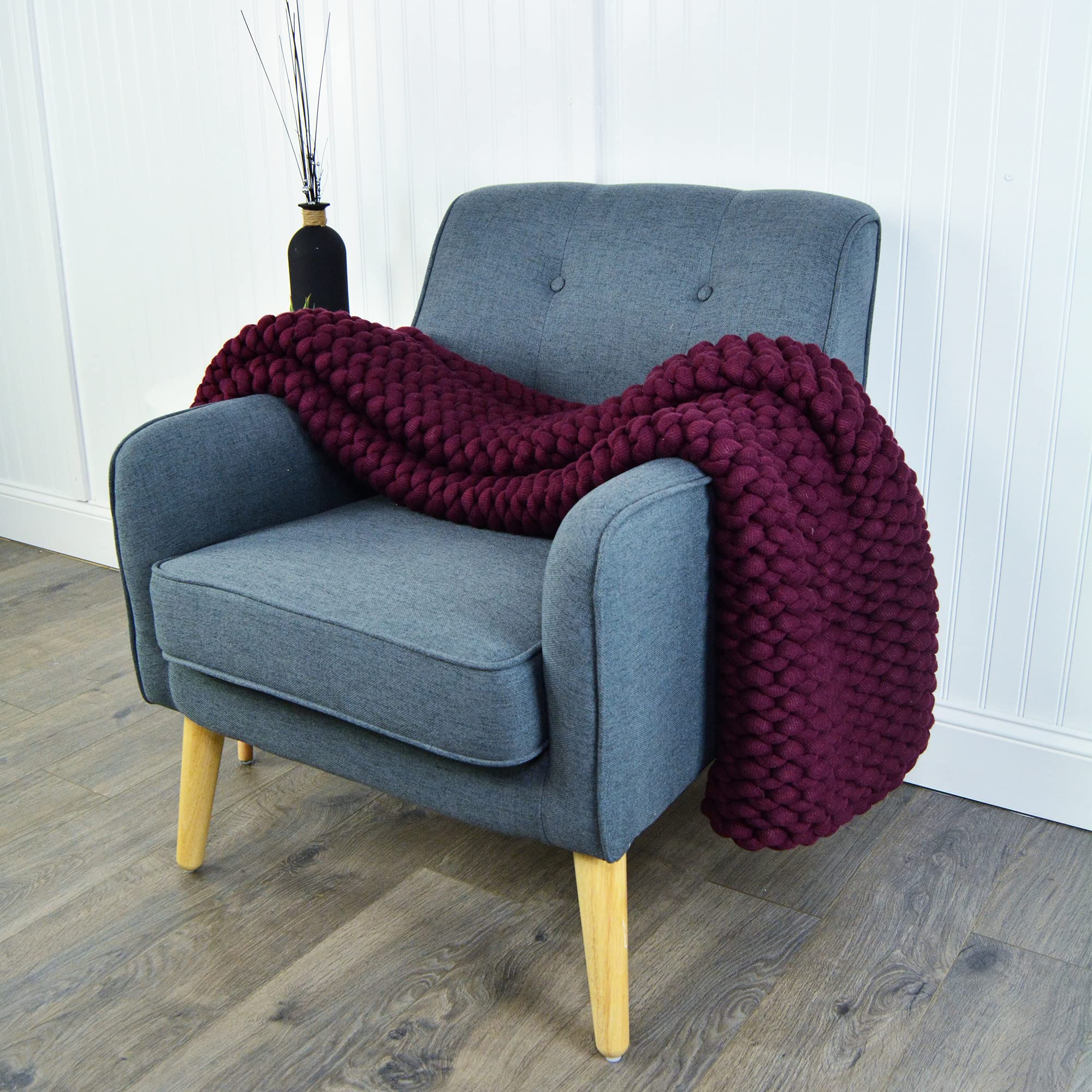 Donna Sharp Throw Blanket - Chunky Knit Merlot Contemporary Decorative Blanket with Oversized Loop Pattern | Soft & Cozy for Living Room, Bedroom, or Gift