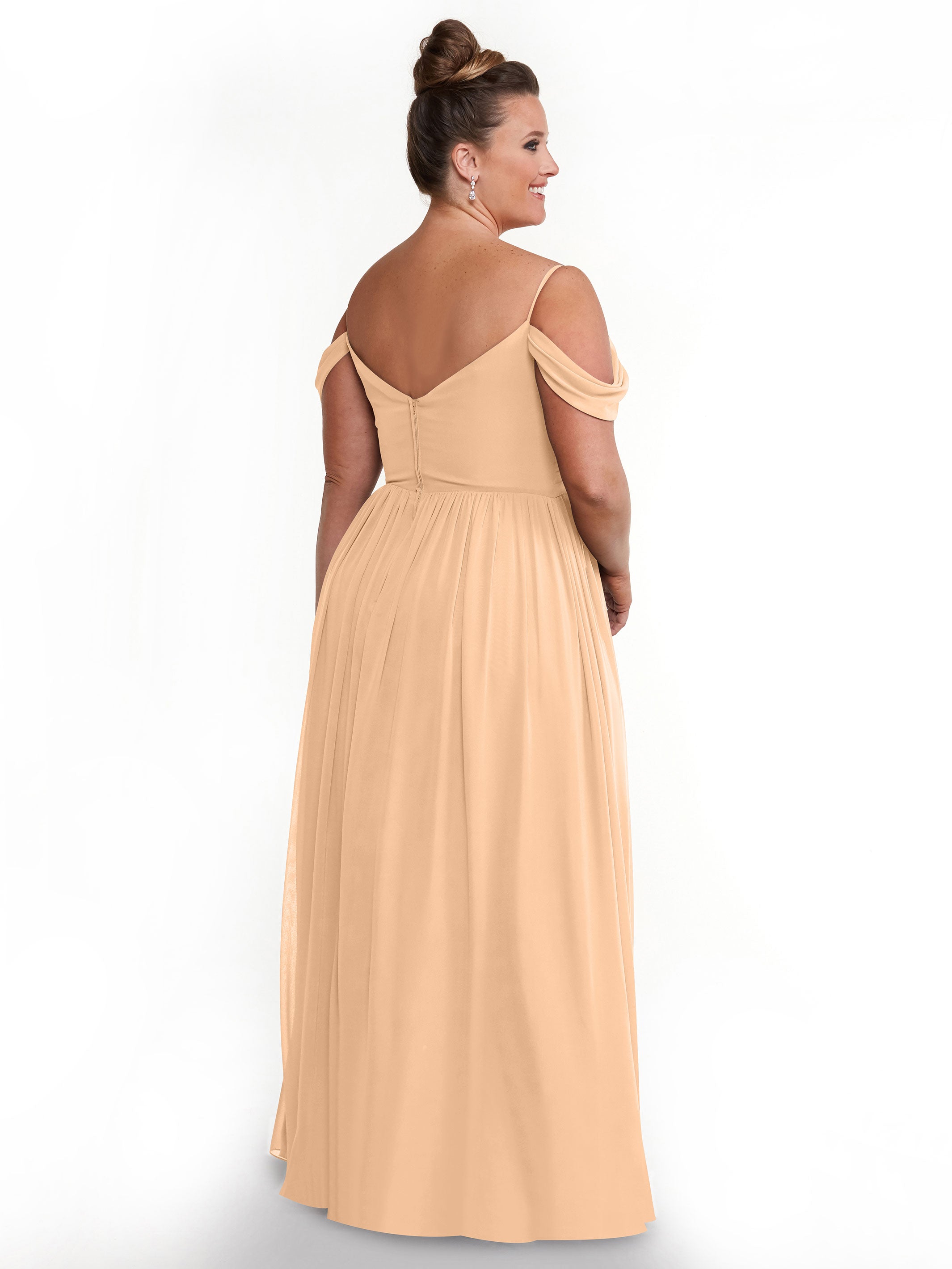 Elegant Off-the-Shoulder Chiffon Bridesmaid Dress with Spaghetti Straps - Perfect for Weddings, Formal Events & Special Occasions
