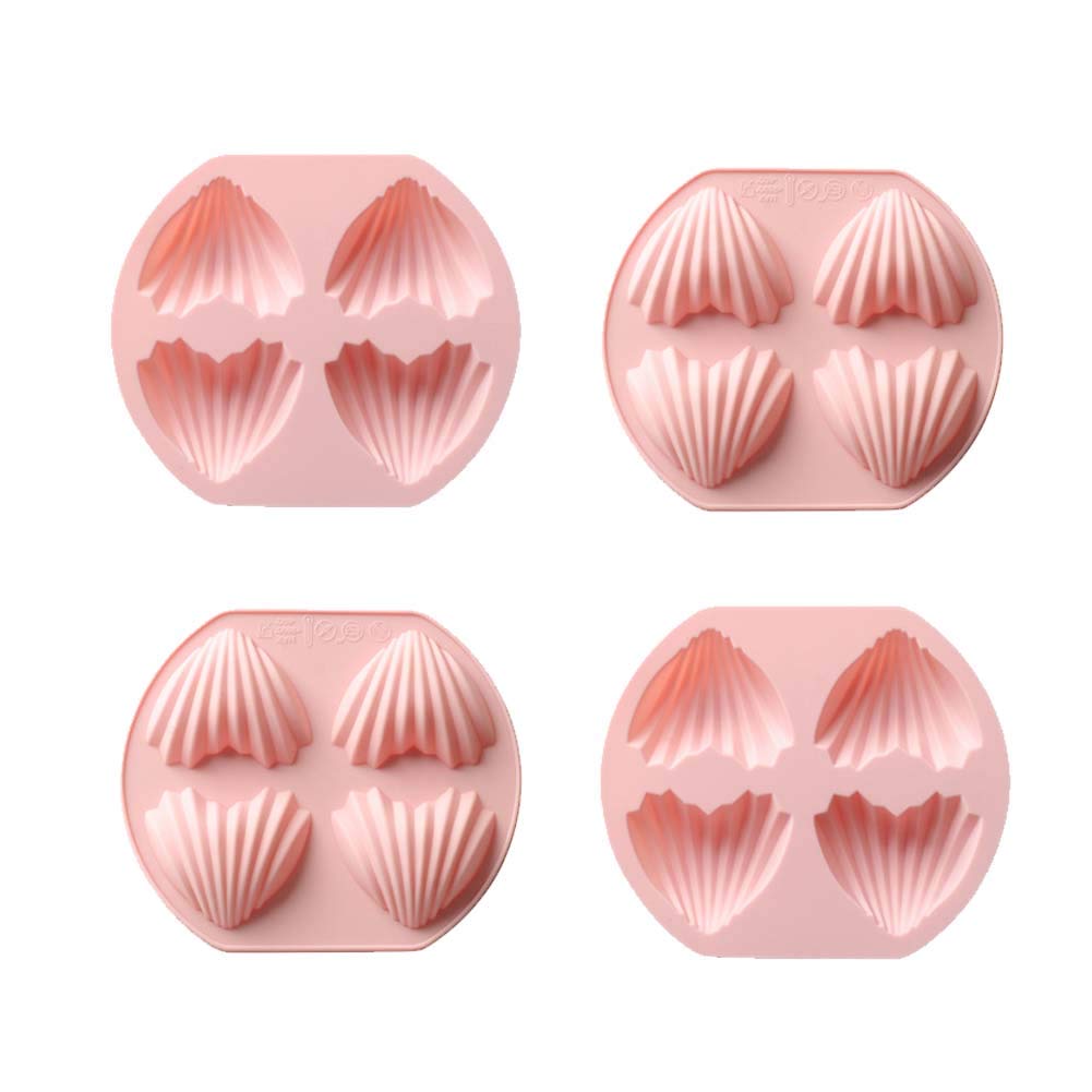 CANDeal 4-Pack Seashell Shaped Silicone Molds for Chocolate, Candy, Jelly, Soap & Madeleine Cakes - Reusable Baking Molds for DIY Desserts, Party Treats & Home Decor