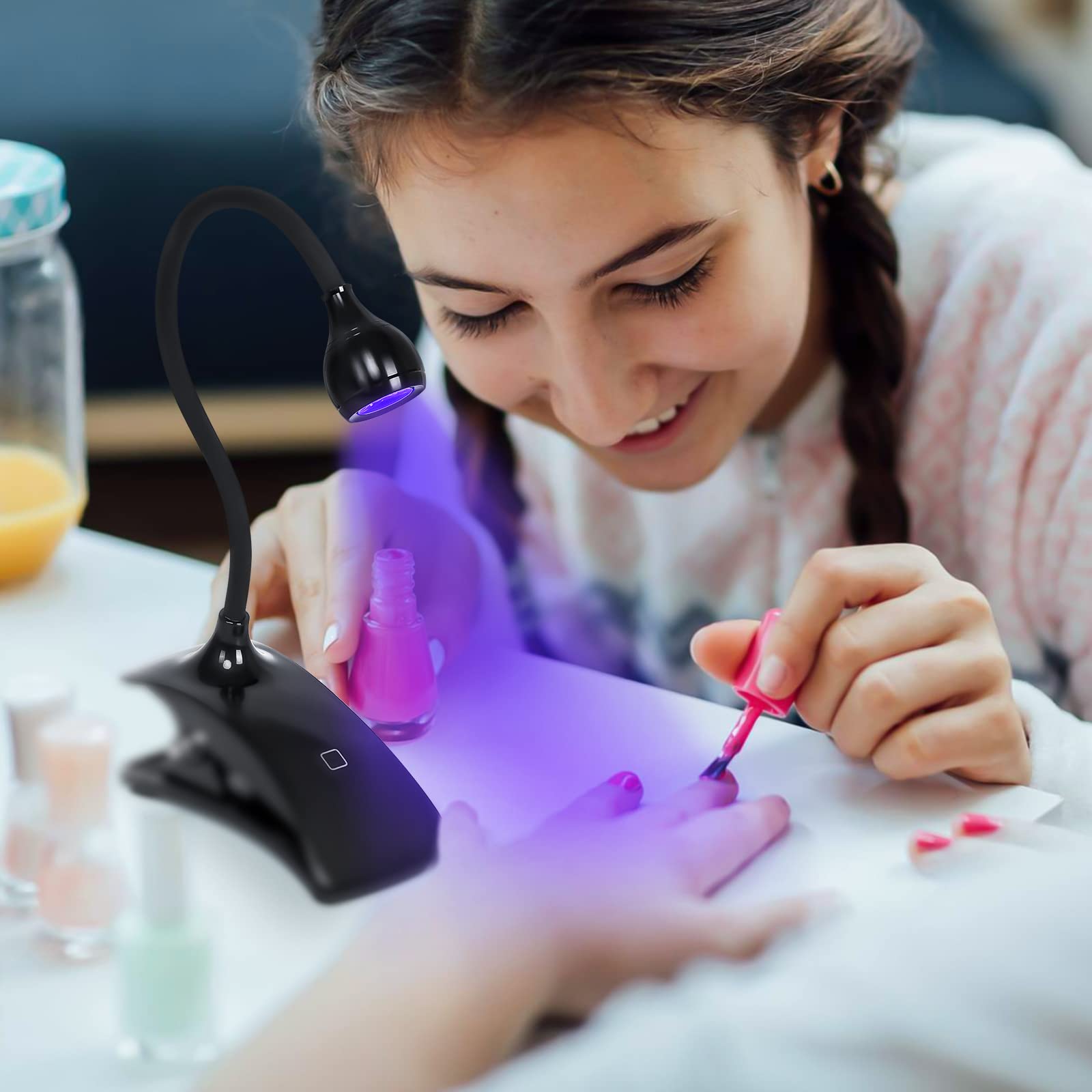 MLOGIROA Mini LED Nail Lamp 3W UV Light - Portable Nail Dryer for Gel Polish & Nail Art - Fast Curing for Home DIY & Salon Use (Black) | Perfect for Manicures, Pedicures & Professional Nail Care