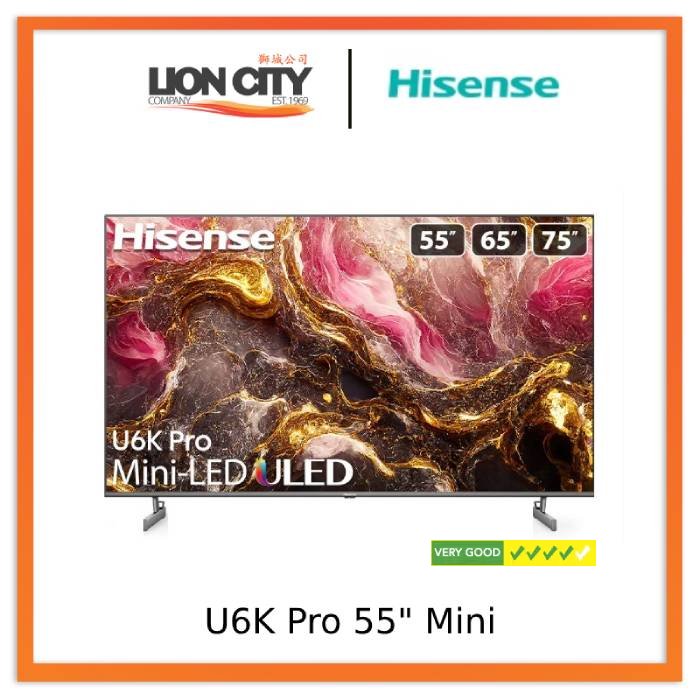 Hisense U6K Pro 55-Inch Mini LED ULED 4K Smart TV with Dolby Vision HDR - Streaming, Gaming & Home Theater Entertainment