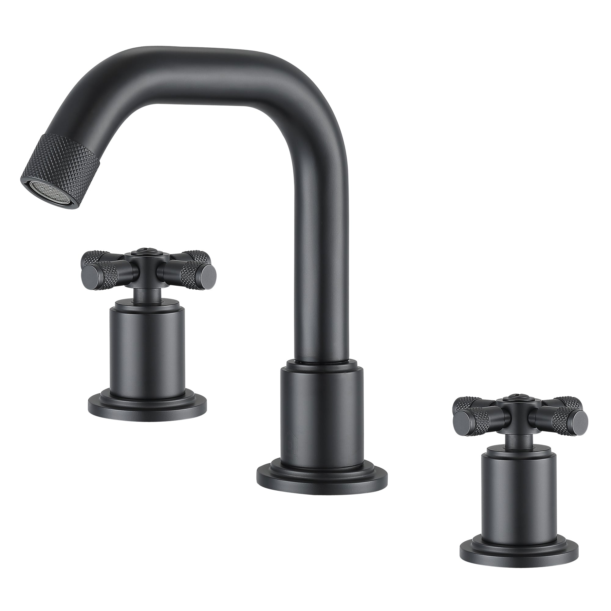 Ancona Matte Black 8-Inch Widespread Bathroom Faucet for Men - 3 Hole Cross Handle Design | Perfect for Modern Sink Vanities & Guest Bathrooms