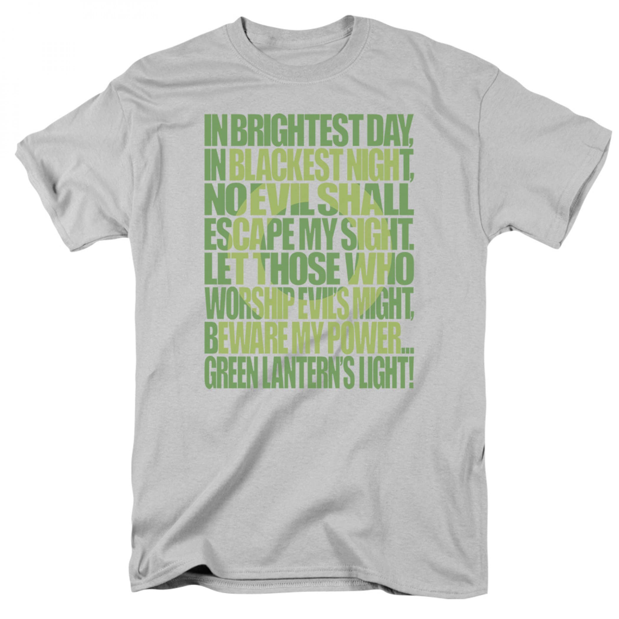 Green Lantern Oath Men's Grey Graphic T-Shirt - Small Size | DC Comics Superhero Apparel for Fans & Collectors | Perfect for Cosplay, Comic Con & Casual Wear