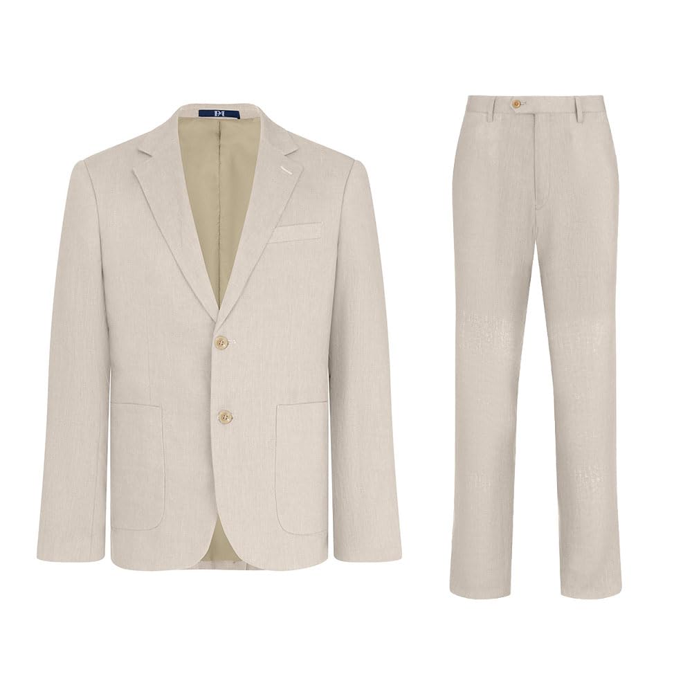 Premium Men's 2-Piece 100% Linen Slim Fit Suit Set - Breathable Blazer & Dress Pants for Business, Weddings & Summer Occasions | Formal Office Attire & Smart Casual Wear