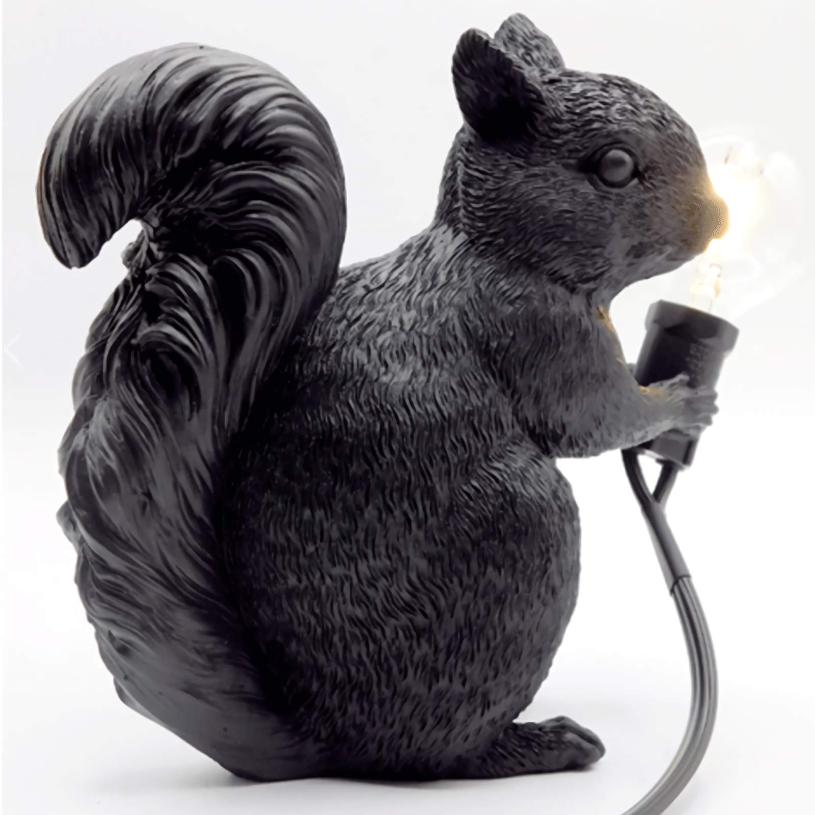Resin Squirrel Desk Lamp - Portable Night Light for Kids, Children's Room, Bedroom, Dorm & Study | Perfect Gift for Home, Office & Nursery Decor (Black)