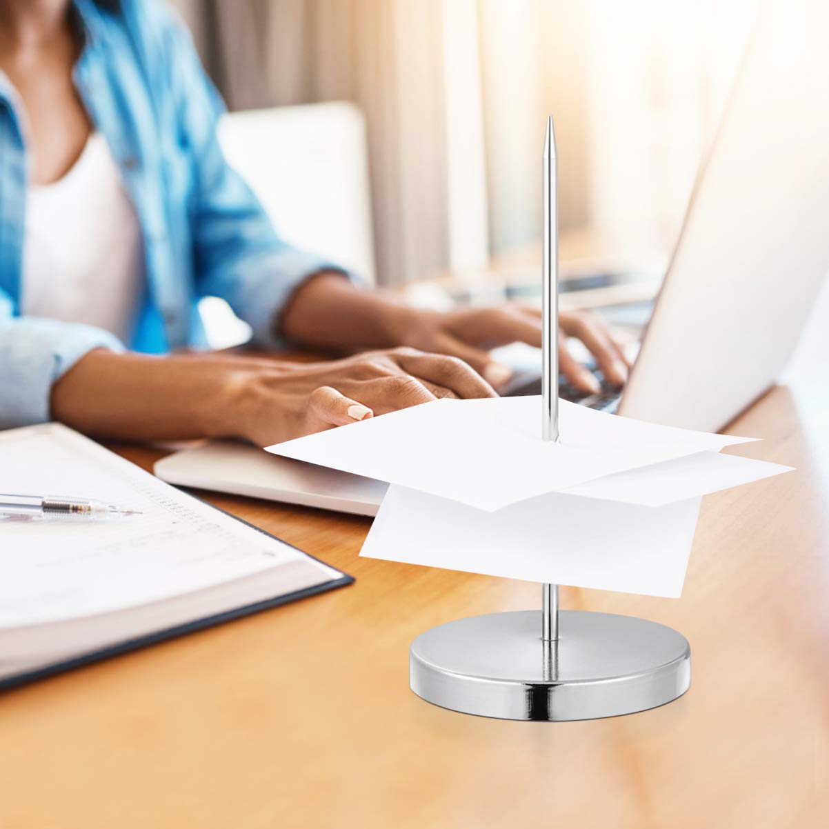NUOBESTY Stainless Steel Receipt Holder - 3 Pack Silver Desk Organizer for Bills, Checks & Receipts | Perfect for Office, Restaurant, Retail & Home Organization