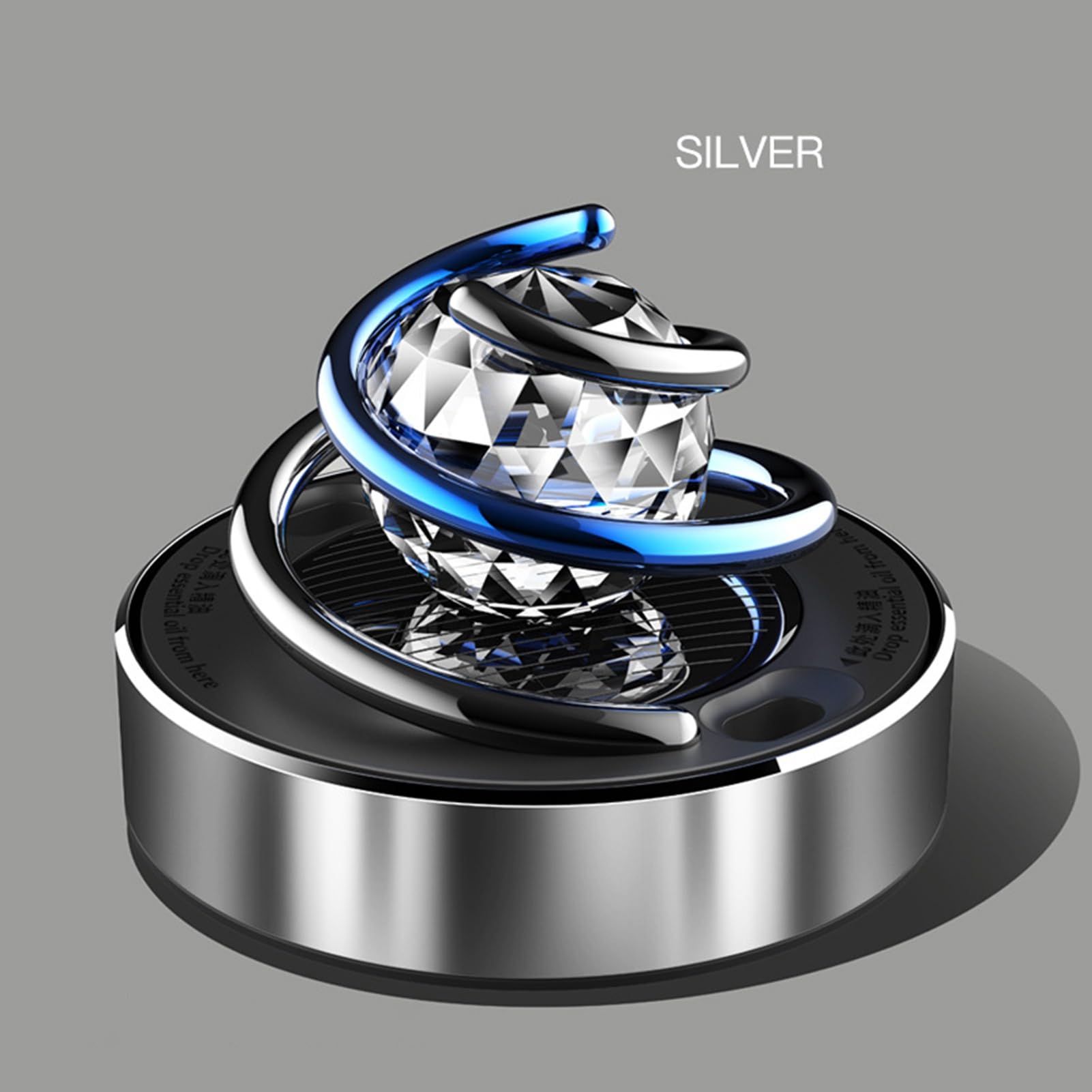 Worparsen Solar Powered Car Air Freshener - Rotatable Rhinestone Globe Charm with Long Lasting Fragrance, Alloy Auto Aromatherapy Diffuser for Cars | Perfect for Road Trips & Daily Commutes