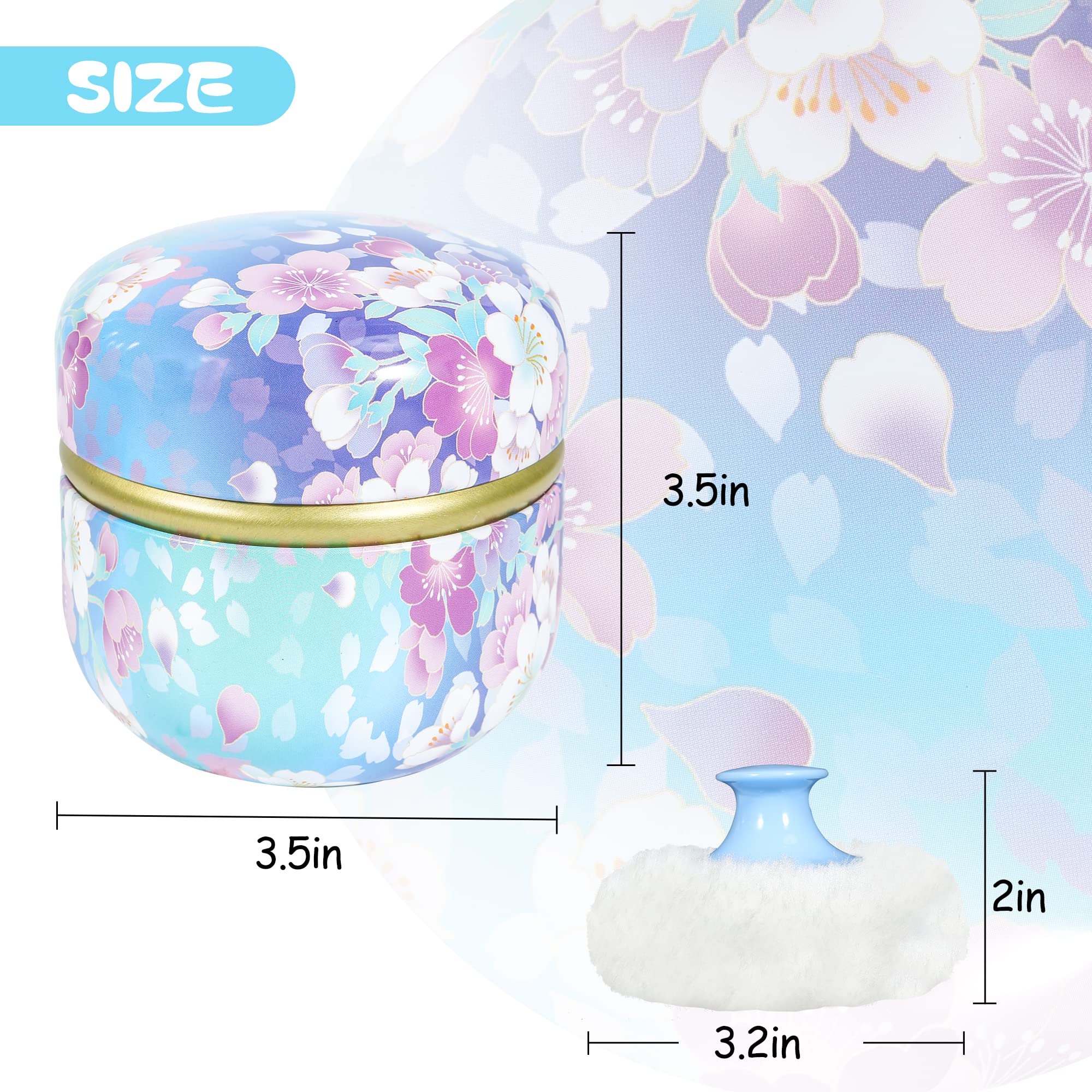 WEMEGA Portable Body Powder Case with Soft Powder Puff - Compact Powder Container & Tea Storage Box for Women & Baby - Travel-Friendly Cosmetic Organizer (Flower Blooming Design) - Perfect for On-the-Go Touch Ups, Baby Care & Travel Essentials