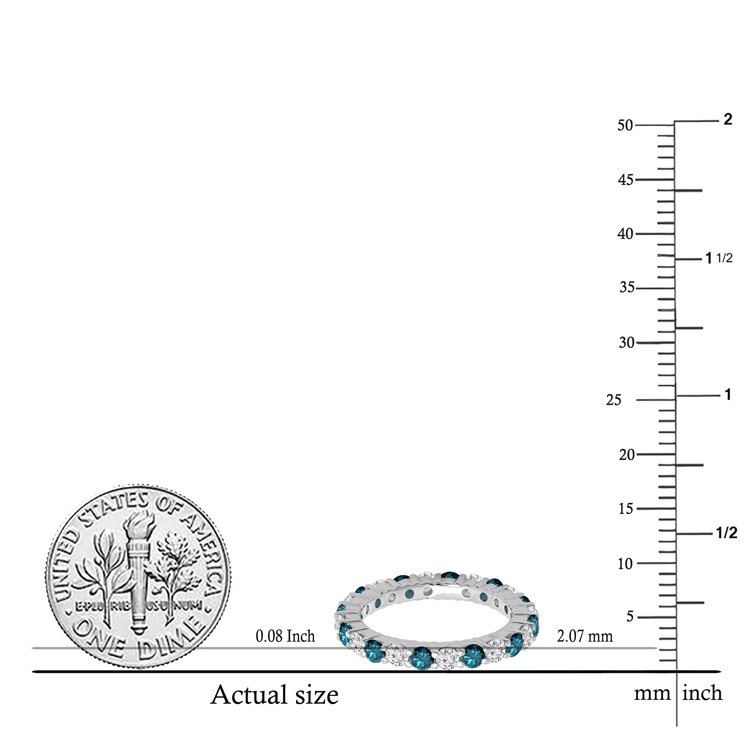 1.00ctw Blue & White Diamond Eternity Wedding Band for Her - Dazzlingrock Collection