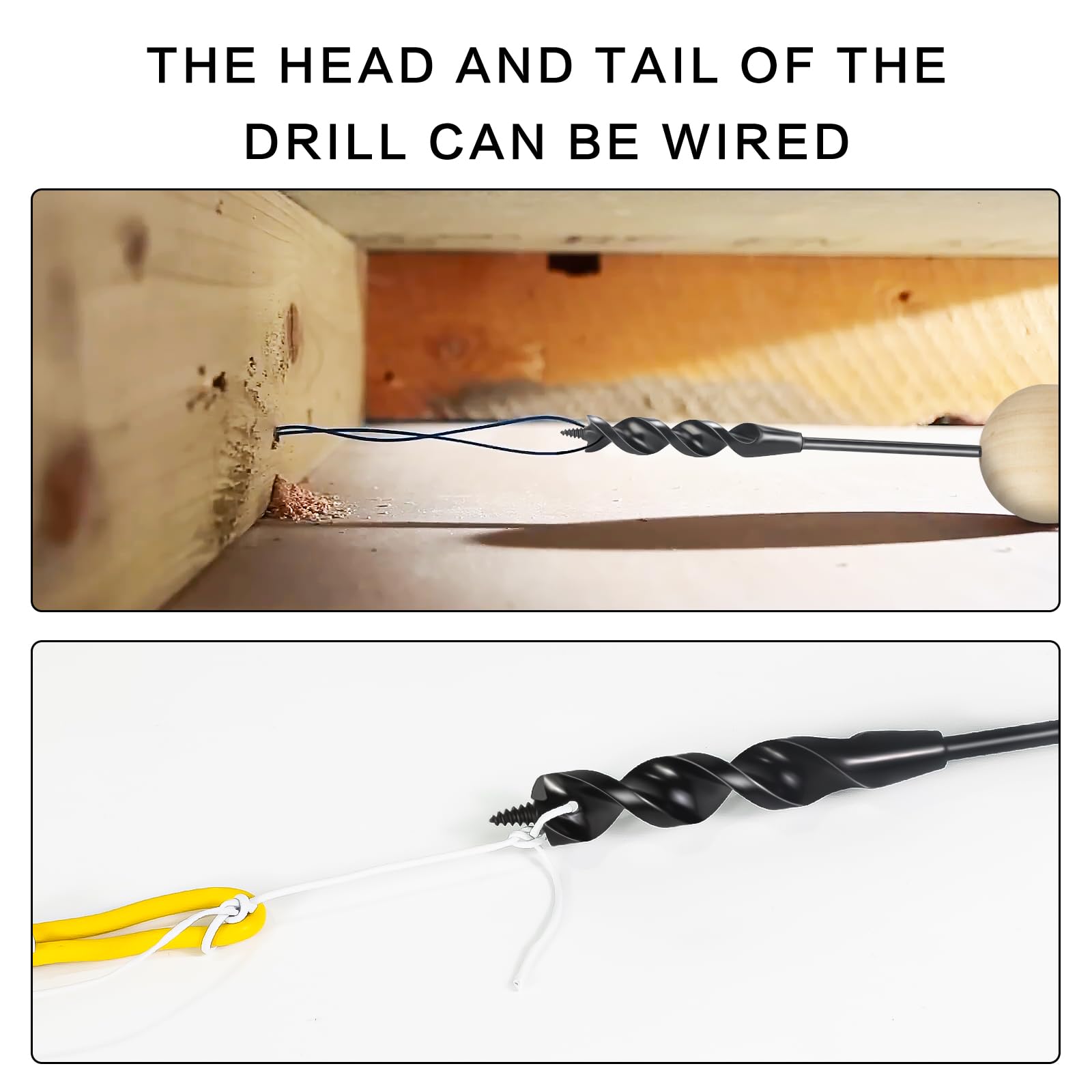 1/2 in. x 18 in. Long Auger Drill Bit for Wire Pulling - Wood Boring & Fish Tape Installation - Perfect for Electricians & DIY Wall Wiring Projects