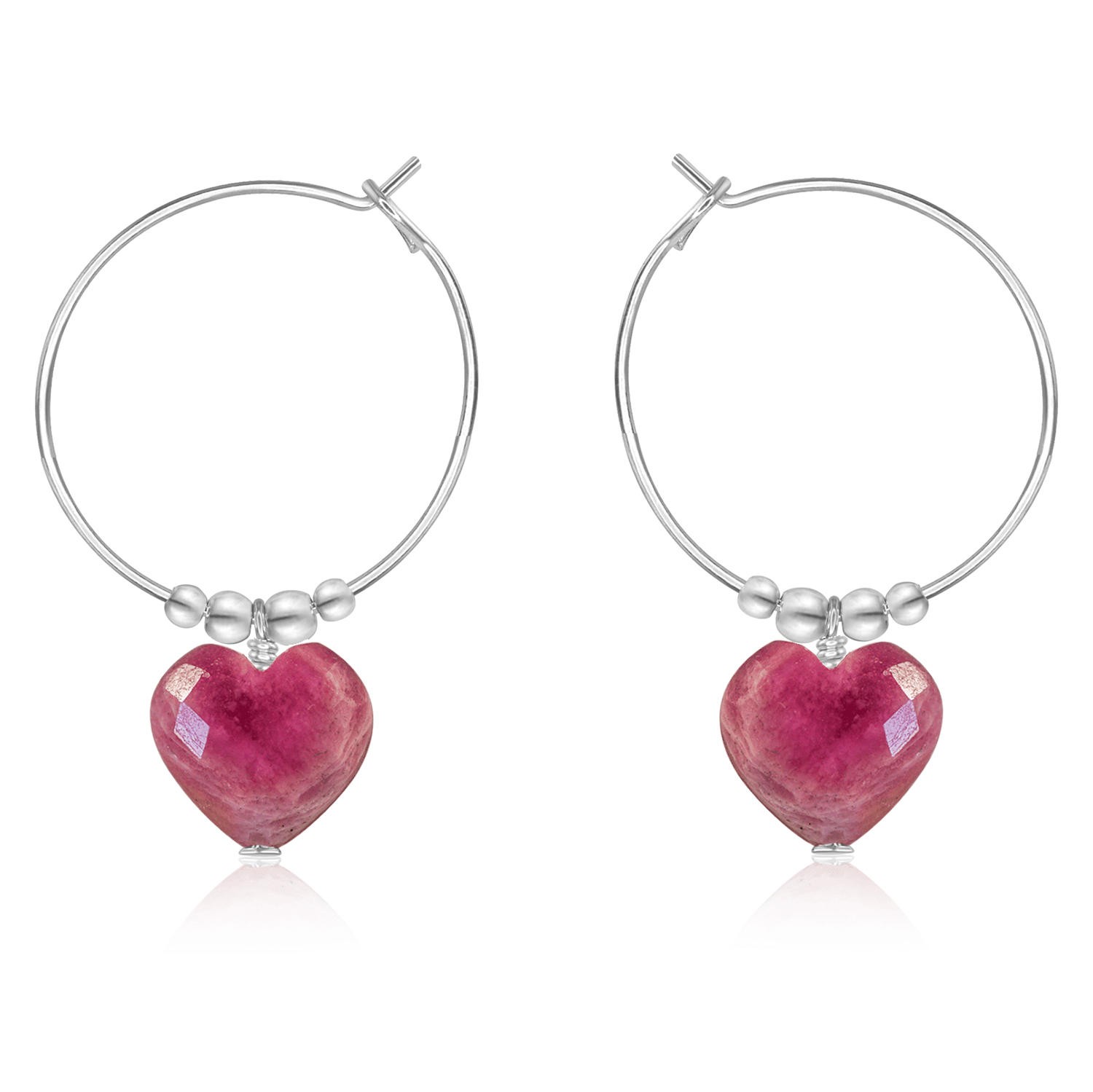 Ruby Crystal Heart Dangle Hoop Earrings for Women - Elegant Valentine's Day Gift, Party Jewelry & Romantic Date Night Accessories