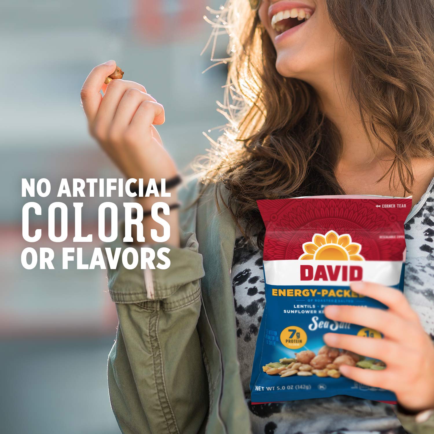DAVID Seeds Sea Salt Energy-Packed Snack Mix, 5 Oz (Pack of 8) | High Protein Trail Mix for Hiking, Gym & Office Snacks | Healthy Nuts & Seeds Snack for Energy Boost
