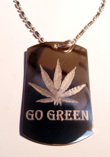 Military Dog Tag Necklace with Marijuana Leaf Design - Weed Pot Ganja Keychain, Luggage Tag & Metal Chain Accessory for Stoner Lifestyle, 420 Gifts & Festival Fashion