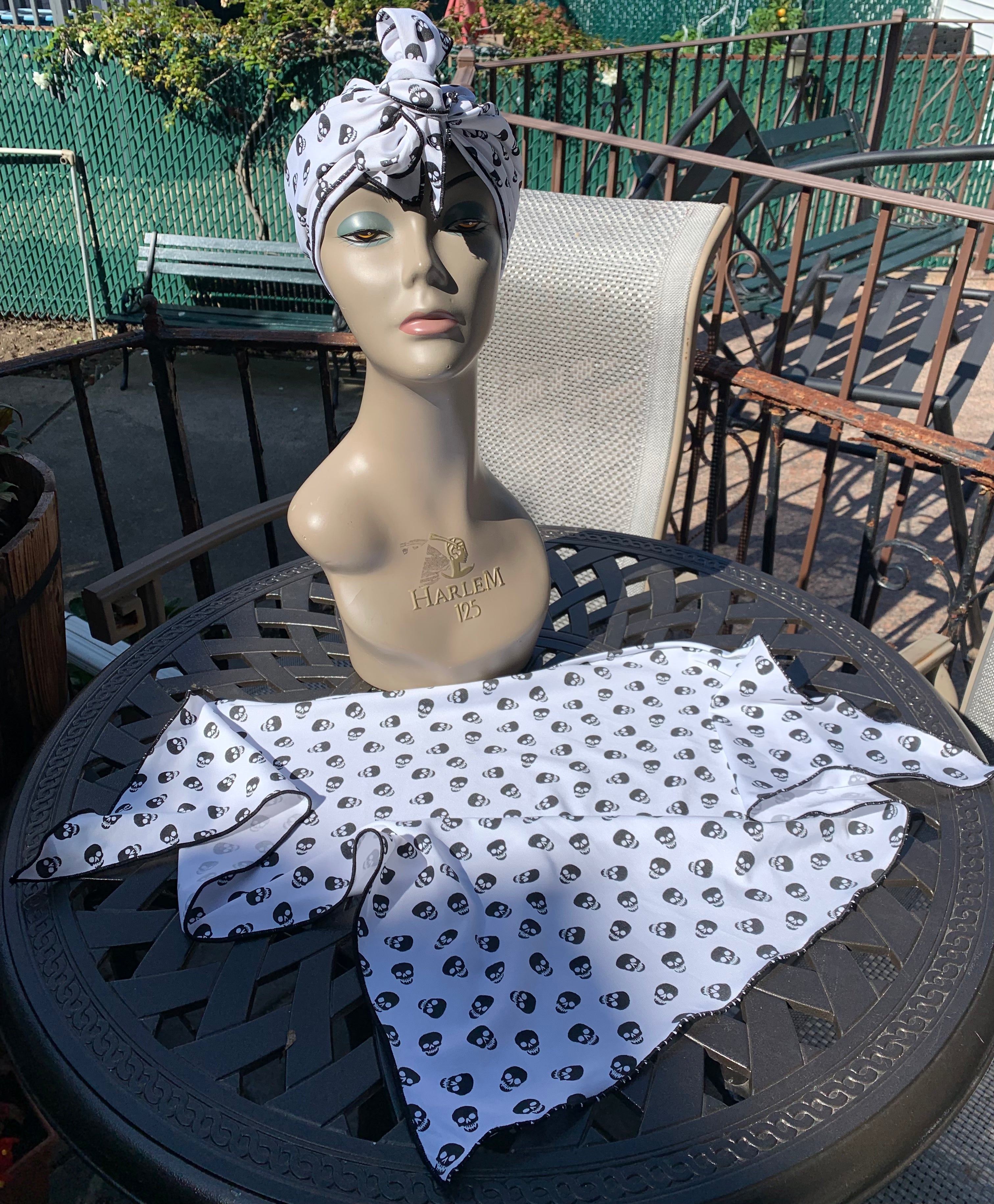 Skull Cap for Bikers - Halloween Costume Hat & Biker Scarf with Skeleton Design | Made in USA | Perfect for Motorcycle Rides, Halloween Parties & Themed Events